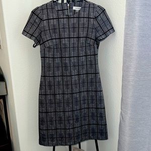 Calvin Klein work dress, just above knee length (I’m 5”4), very comfortable!
